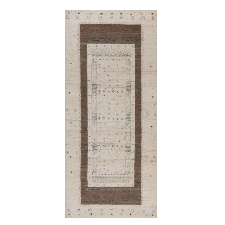 2'7" x 5'11" New Hand Knotted Ivory Wool Runner Oriental Rug - MOA10291255