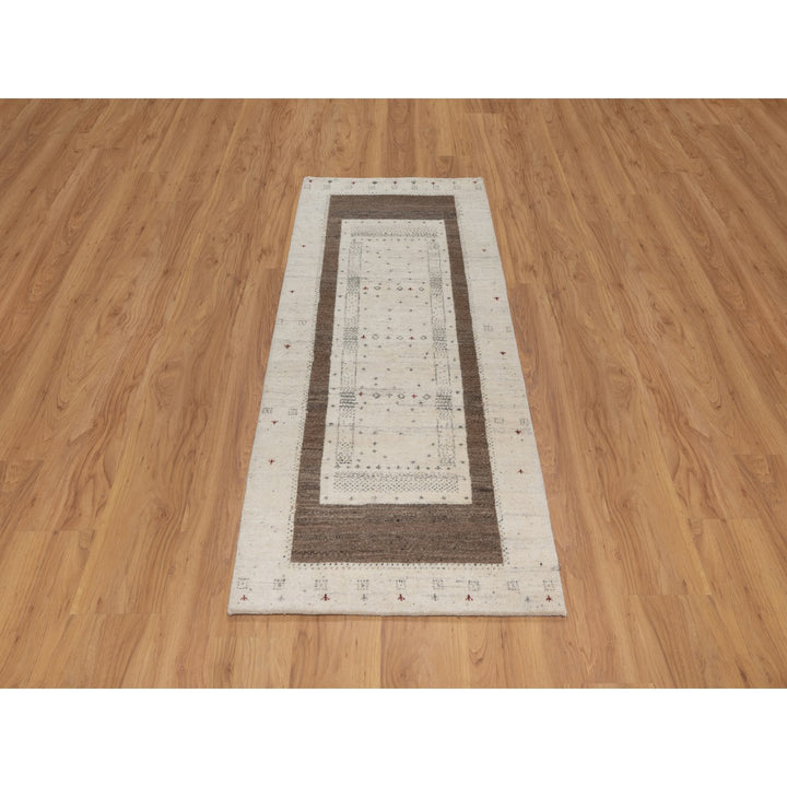 2'7" x 5'11" New Hand Knotted Ivory Wool Runner Oriental Rug - MOA10291255