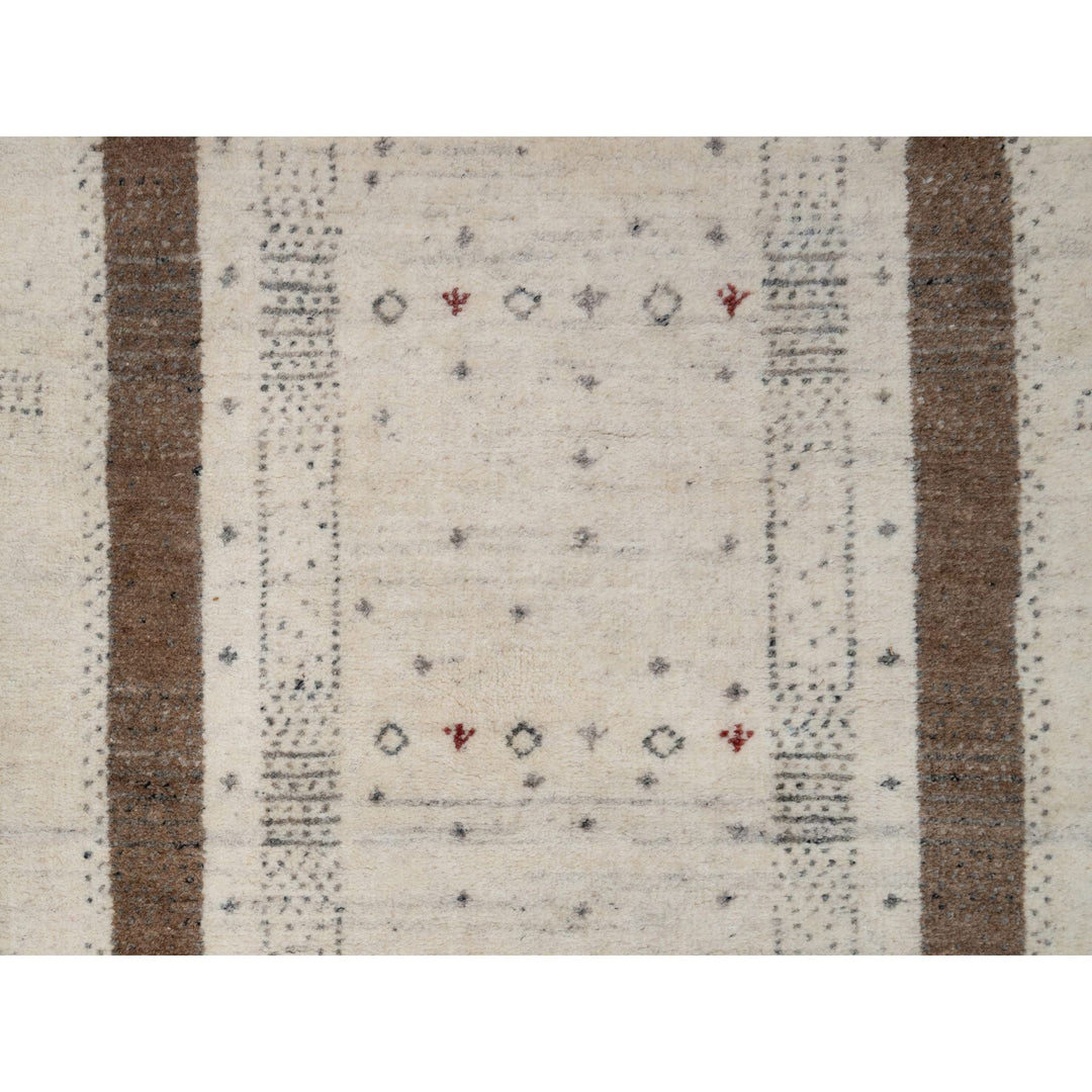 2'7" x 5'11" New Hand Knotted Ivory Wool Runner Oriental Rug - MOA10291255