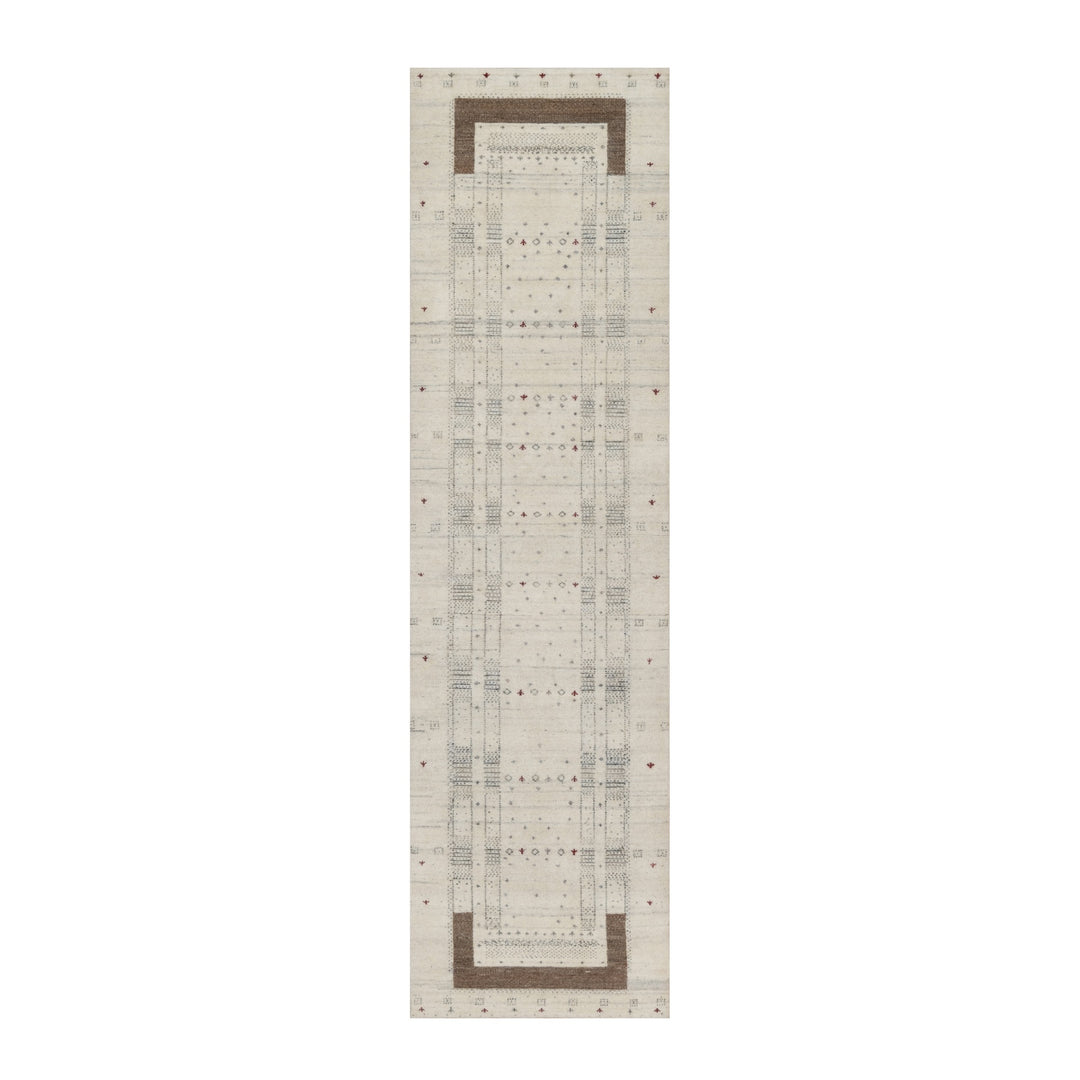 2'8" x 9'10" New Hand Knotted Ivory Wool Runner Oriental Rug - MOA10291257