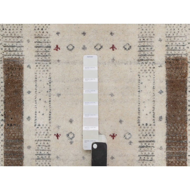 2'8" x 7'10" New Hand Knotted Ivory Wool Runner Oriental Rug - MOA10291258