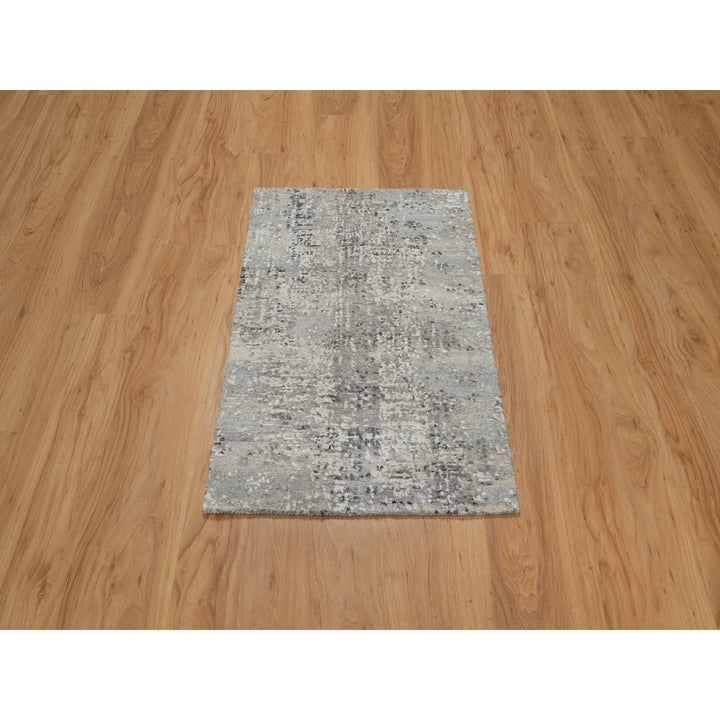 2'0" x 3'0" New Hand Knotted Grey Wool Rectangle Oriental Rug - MOA10291276