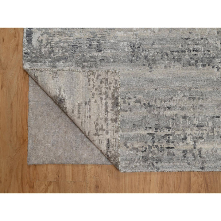 8'2" x 10'1" New Hand Knotted Grey Wool Rectangle Oriental Rug - MOA10291282