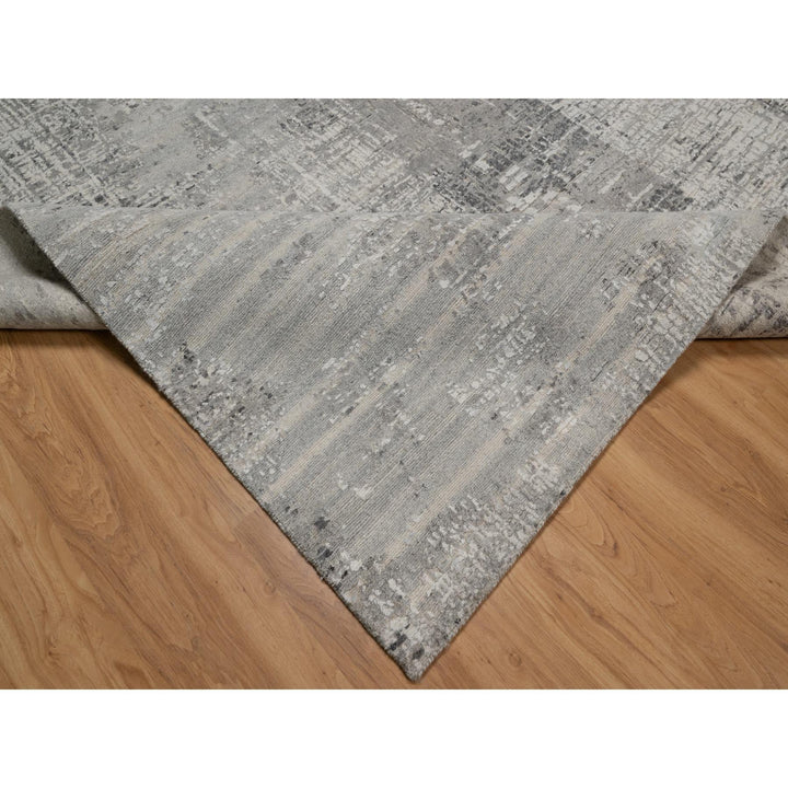 8'2" x 10'1" New Hand Knotted Grey Wool Rectangle Oriental Rug - MOA10291282