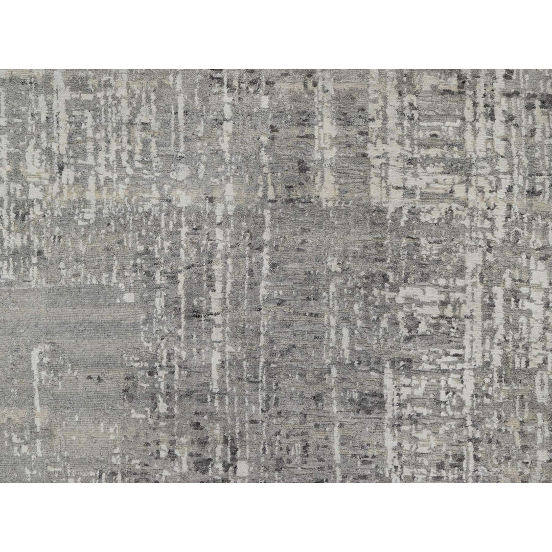 8'2" x 10'1" New Hand Knotted Grey Wool Rectangle Oriental Rug - MOA10291282