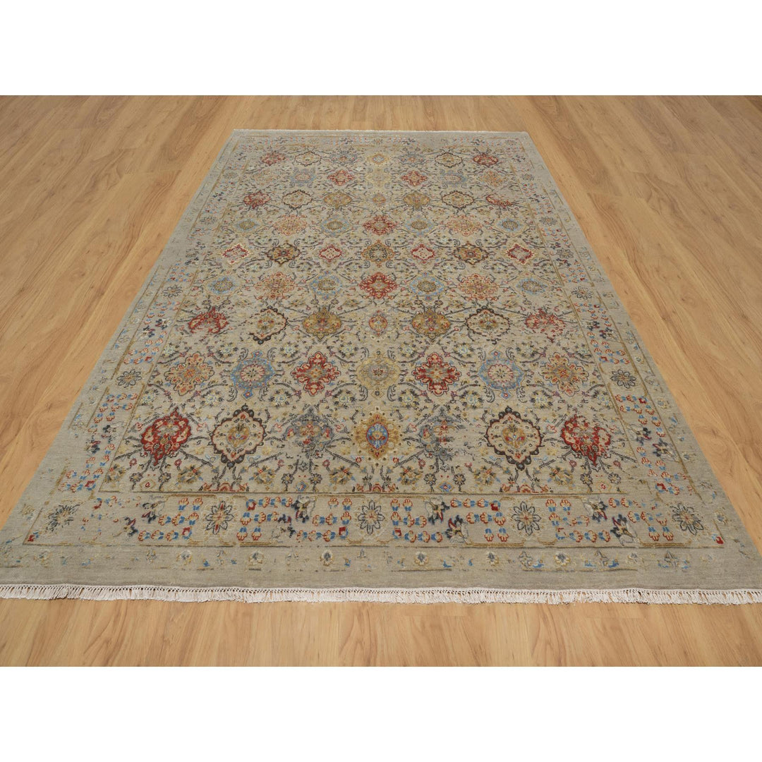 8'10" x 11'11" New Hand Knotted Brown Wool & Pure Silk Rectangle Oriental Rug - MOA10291291