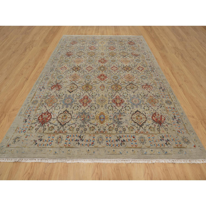 8'10" x 11'11" New Hand Knotted Brown Wool & Pure Silk Rectangle Oriental Rug - MOA10291291