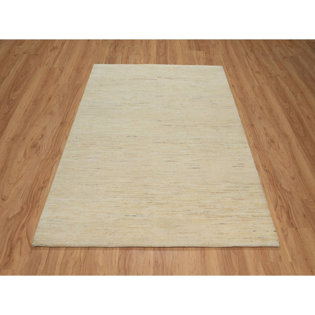 4'9" x 6'4" New Hand Knotted Ivory Wool Rectangle Oriental Rug - MOA10291294