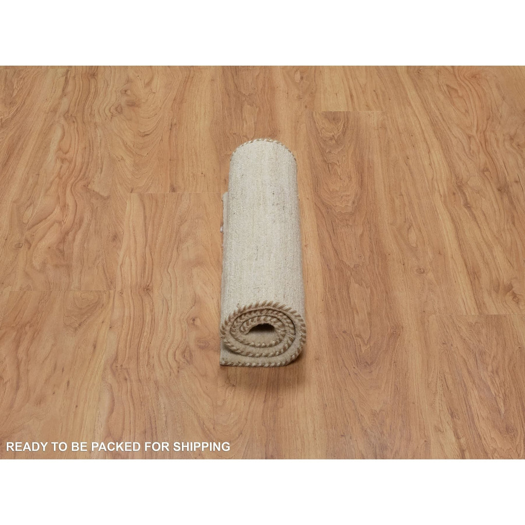 2'0" x 3'0" New Hand Knotted Ivory Wool Rectangle Oriental Rug - MOA10291295