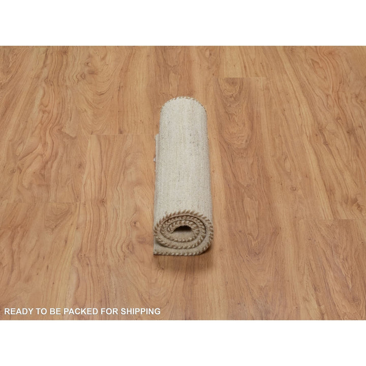 2'0" x 3'0" New Hand Knotted Ivory Wool Rectangle Oriental Rug - MOA10291295