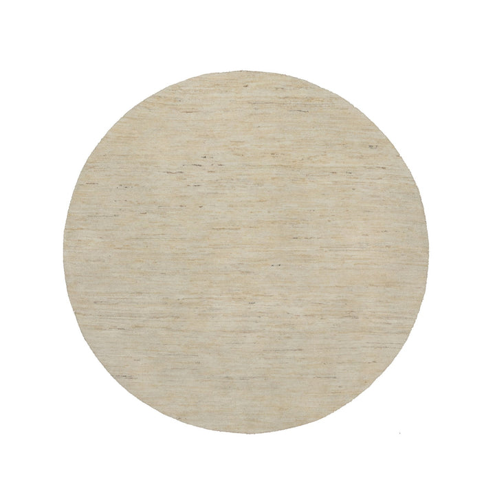 5'0" x 5'0" New Hand Knotted Ivory Wool Round Oriental Rug - MOA10291296