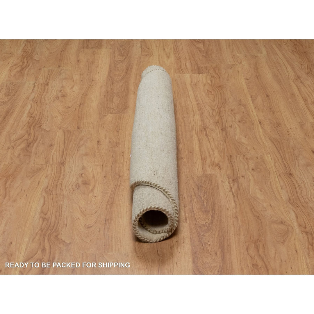 5'0" x 5'0" New Hand Knotted Ivory Wool Round Oriental Rug - MOA10291296
