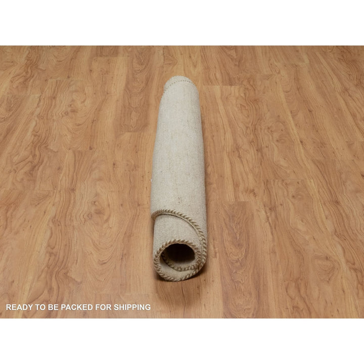 5'0" x 5'0" New Hand Knotted Ivory Wool Round Oriental Rug - MOA10291296