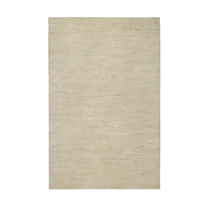 6'3" x 9'9" New Hand Knotted Ivory Wool Rectangle Oriental Rug - MOA10291297