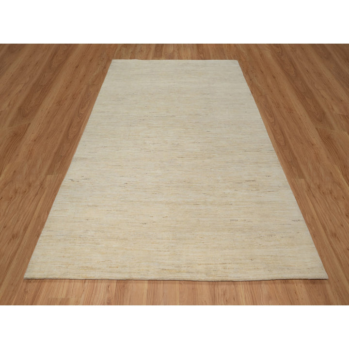 6'3" x 9'9" New Hand Knotted Ivory Wool Rectangle Oriental Rug - MOA10291297