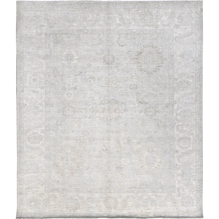 8'0" x 9'10" New Hand Knotted Grey Wool Rectangle Oriental Rug - MOA102912