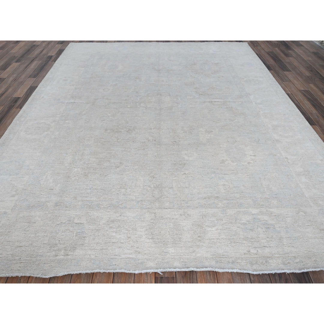 8'0" x 9'10" New Hand Knotted Grey Wool Rectangle Oriental Rug - MOA102912