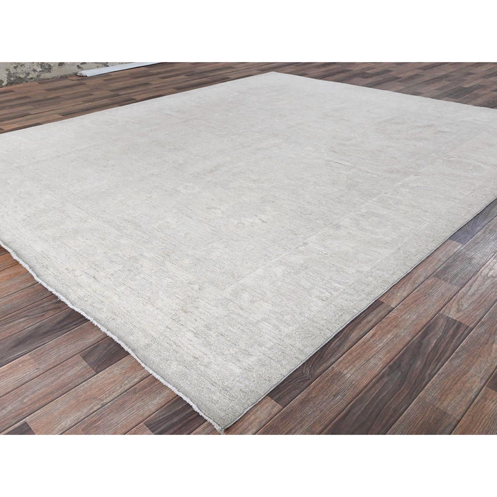 8'0" x 9'10" New Hand Knotted Grey Wool Rectangle Oriental Rug - MOA102912