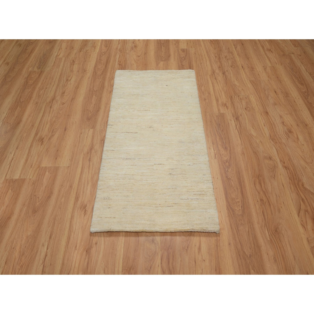 2'4" x 11'5" New Hand Knotted Ivory Wool Runner Oriental Rug - MOA10291301