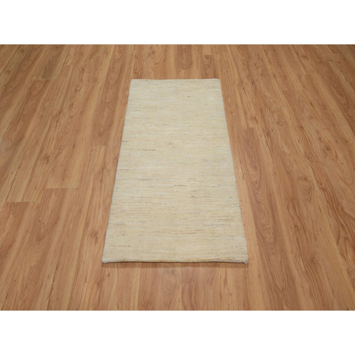 2'4" x 11'5" New Hand Knotted Ivory Wool Runner Oriental Rug - MOA10291301