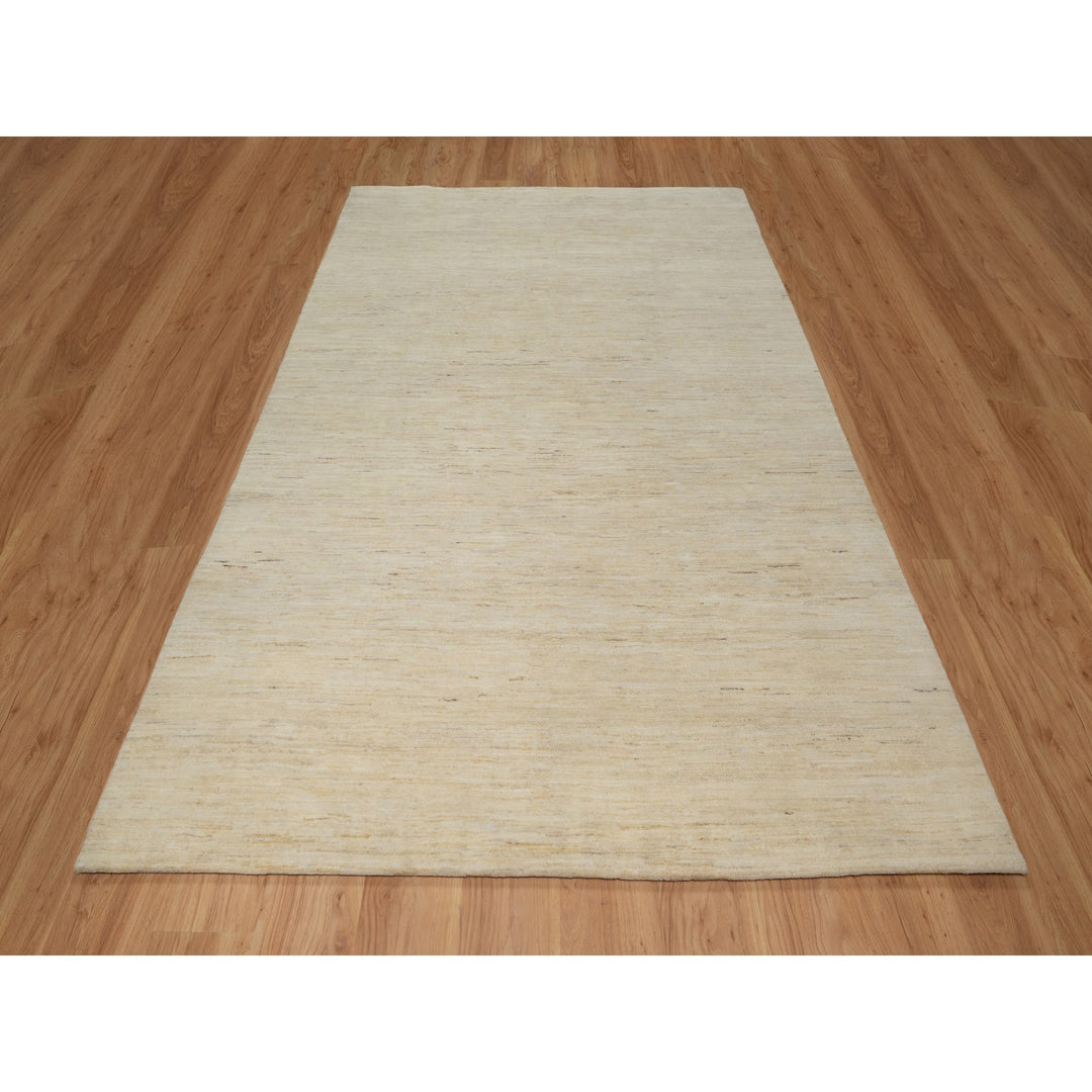 6'4" x 9'9" New Hand Knotted Ivory Wool Rectangle Oriental Rug - MOA10291302