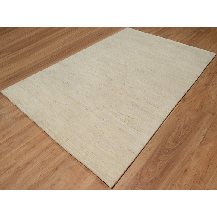 6'4" x 9'9" New Hand Knotted Ivory Wool Rectangle Oriental Rug - MOA10291302