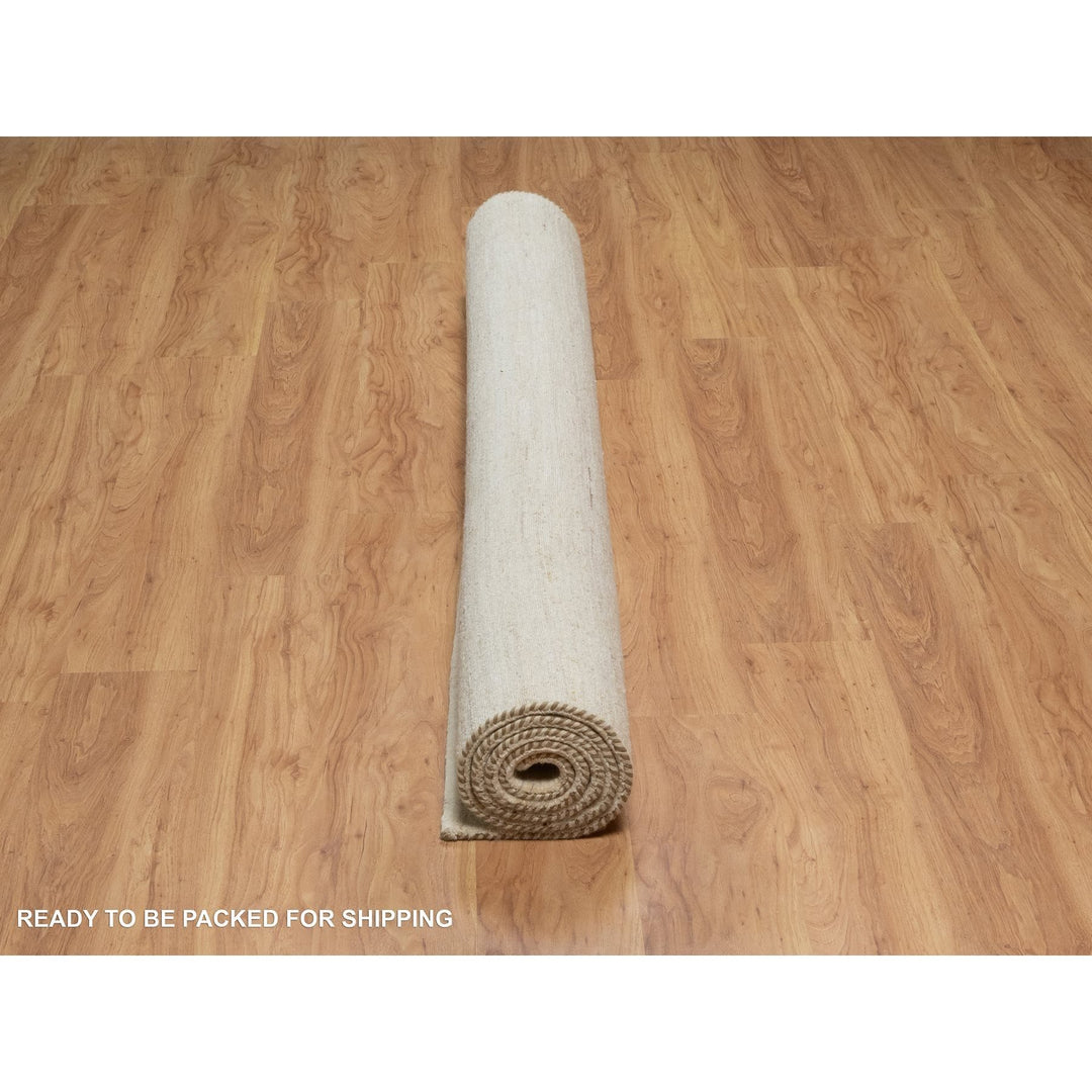 6'11" x 7'1" New Hand Knotted Ivory Wool Square Oriental Rug - MOA10291303