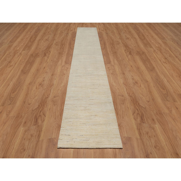 2'8" x 15'11" New Hand Knotted Ivory Wool Runner Oriental Rug - MOA10291304