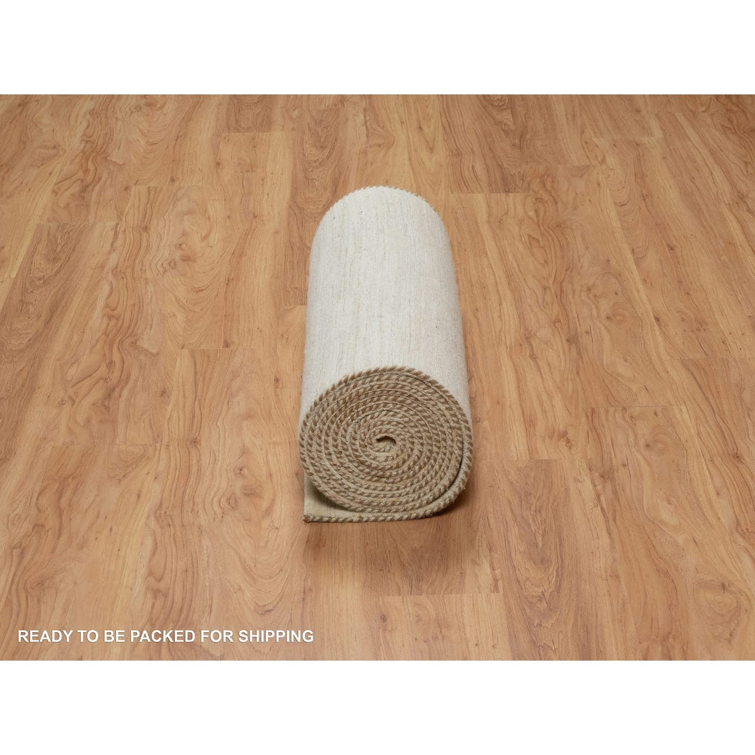 2'8" x 15'11" New Hand Knotted Ivory Wool Runner Oriental Rug - MOA10291304