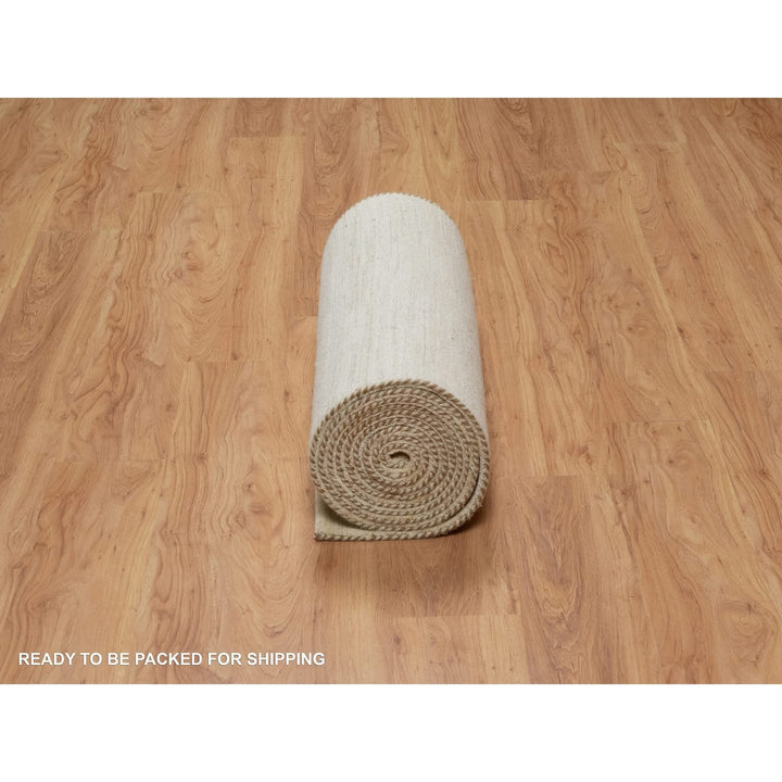 2'8" x 15'11" New Hand Knotted Ivory Wool Runner Oriental Rug - MOA10291304