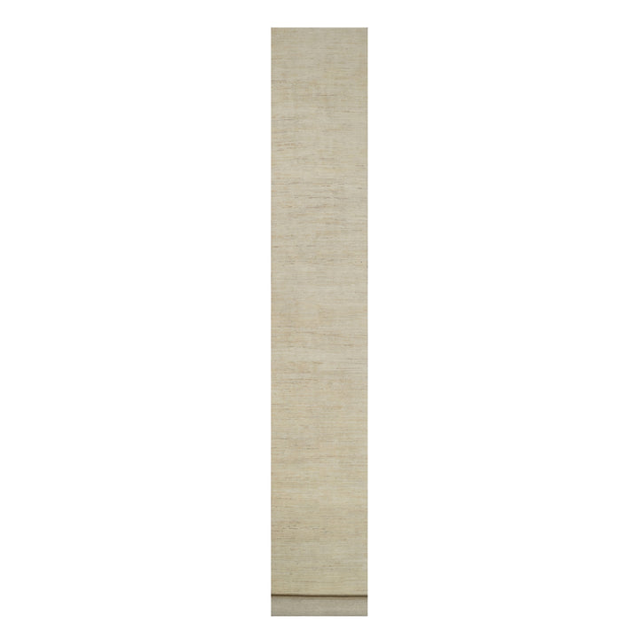 2'6" x 17'8" New Hand Knotted Ivory Wool Runner Oriental Rug - MOA10291305