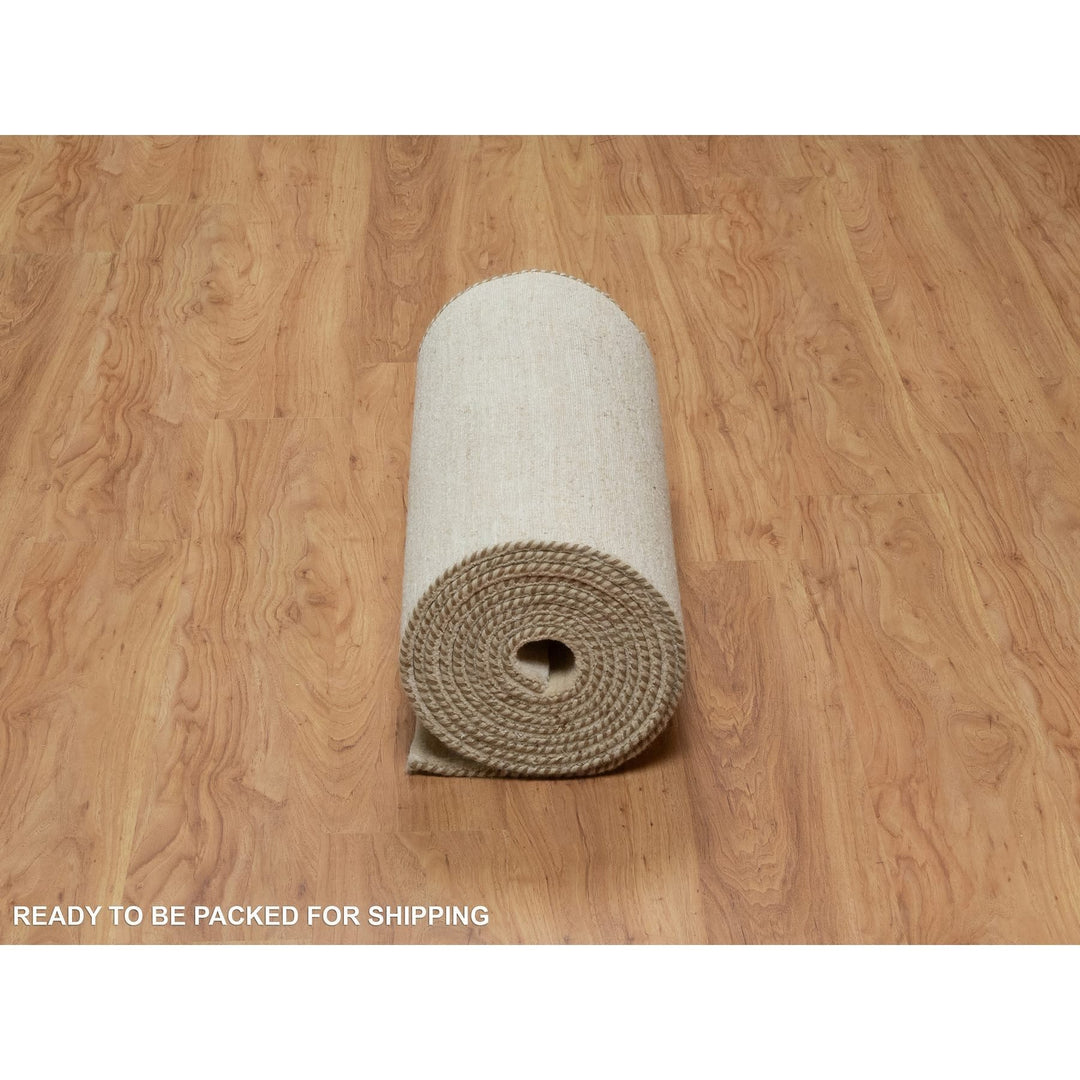 2'6" x 17'8" New Hand Knotted Ivory Wool Runner Oriental Rug - MOA10291305