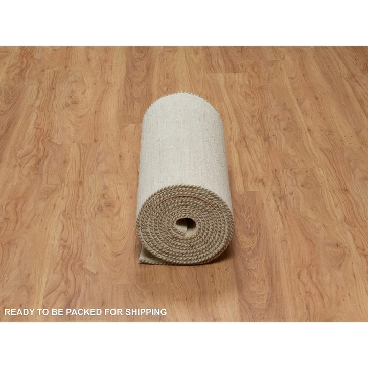 2'6" x 17'8" New Hand Knotted Ivory Wool Runner Oriental Rug - MOA10291305