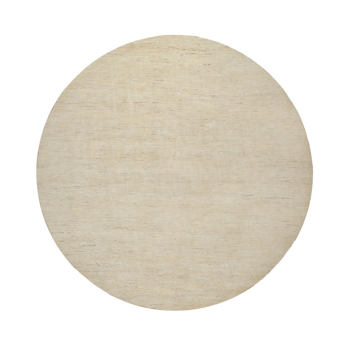 11'4" x 11'4" New Hand Knotted Ivory Wool Round Oriental Rug - MOA10291306