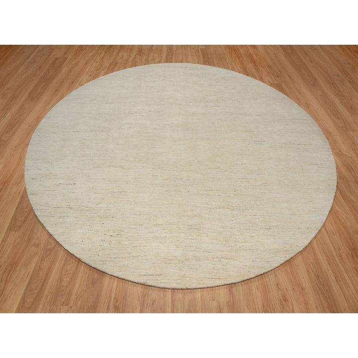 11'4" x 11'4" New Hand Knotted Ivory Wool Round Oriental Rug - MOA10291306