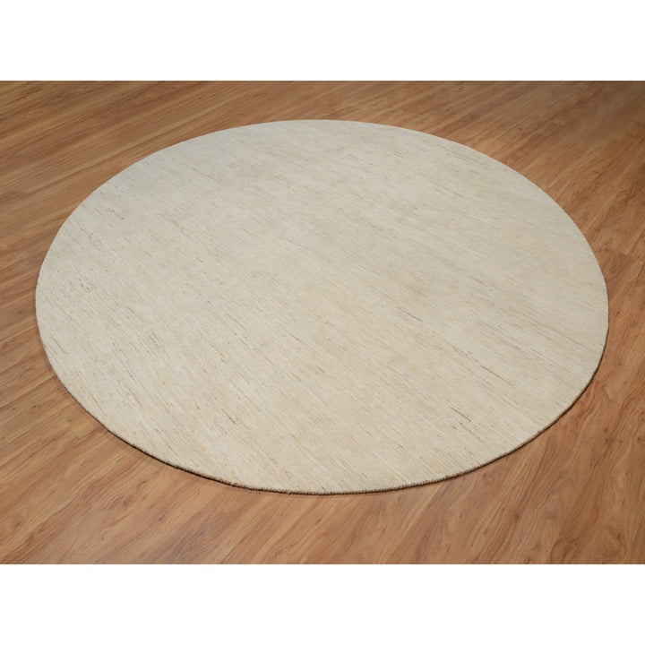 11'4" x 11'4" New Hand Knotted Ivory Wool Round Oriental Rug - MOA10291306