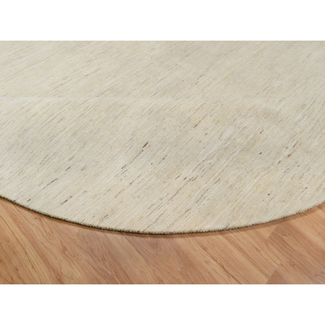 11'4" x 11'4" New Hand Knotted Ivory Wool Round Oriental Rug - MOA10291306