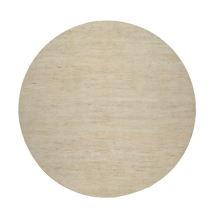 9'10" x 9'10" New Hand Knotted Ivory Wool Round Oriental Rug - MOA10291307