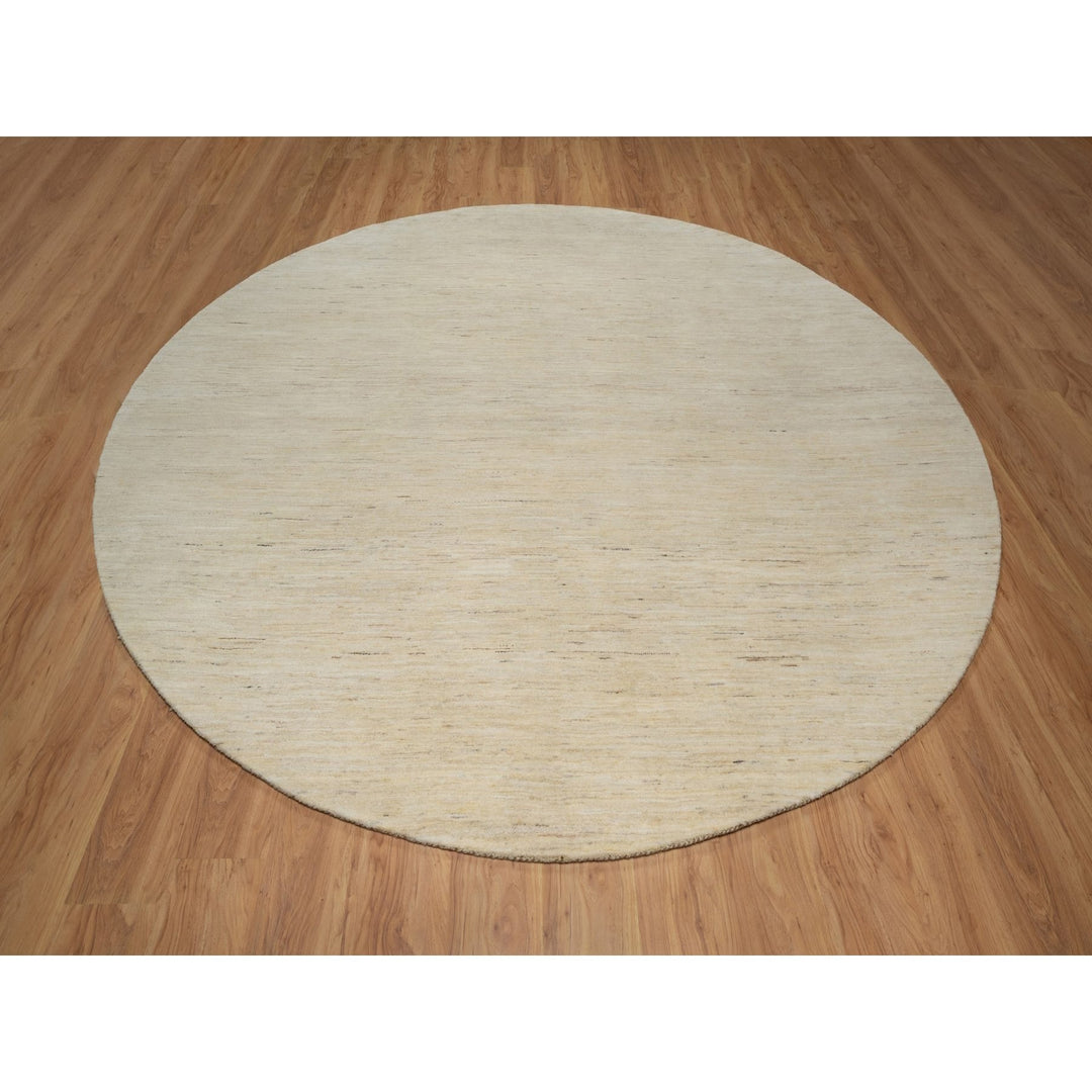 9'10" x 9'10" New Hand Knotted Ivory Wool Round Oriental Rug - MOA10291307