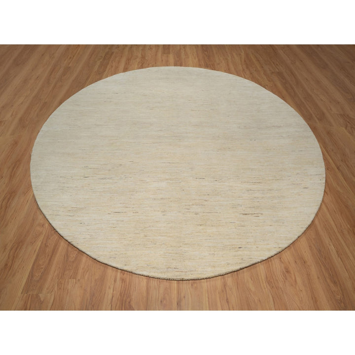 9'10" x 9'10" New Hand Knotted Ivory Wool Round Oriental Rug - MOA10291307
