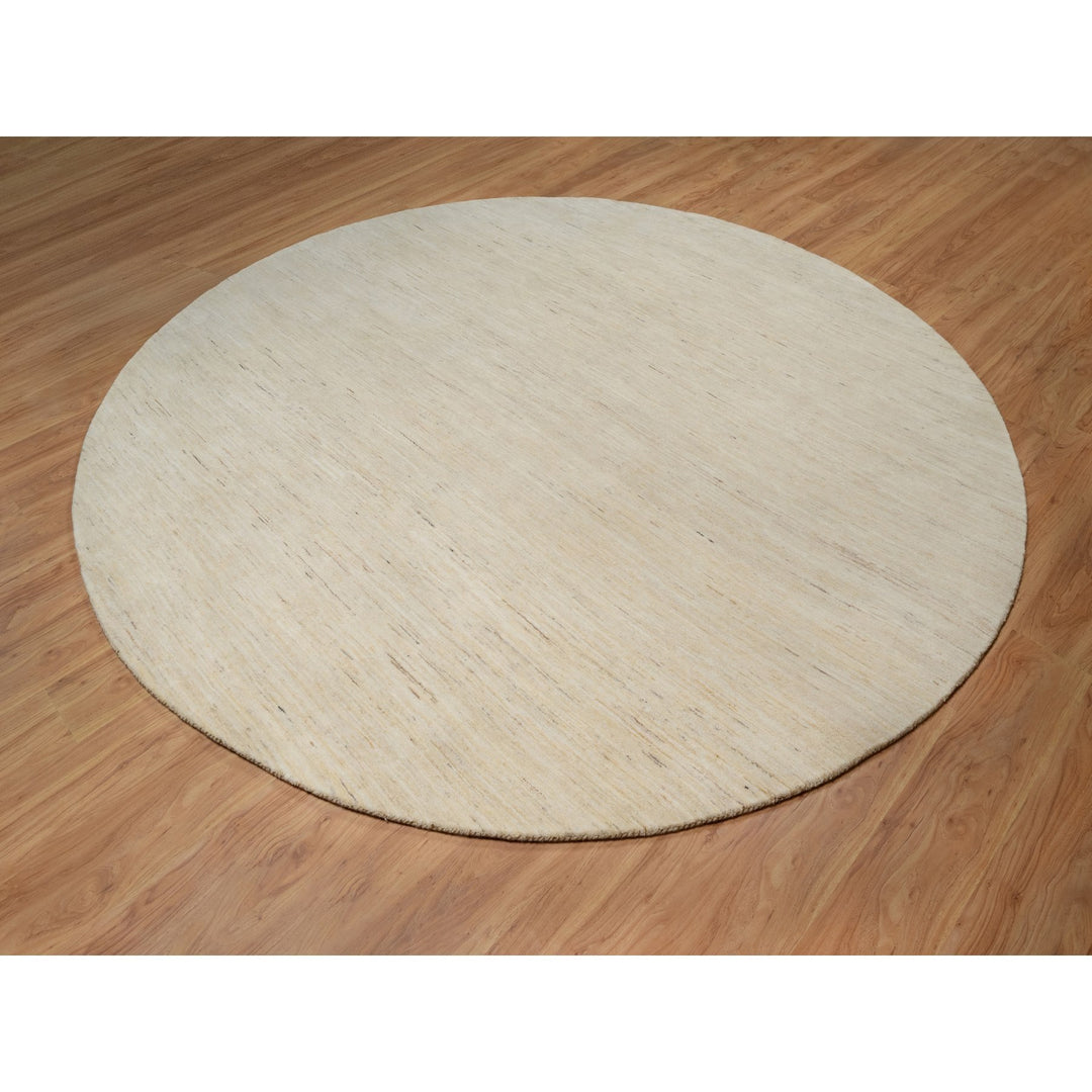 9'10" x 9'10" New Hand Knotted Ivory Wool Round Oriental Rug - MOA10291307