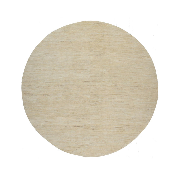 7'9" x 7'9" New Hand Knotted Ivory Wool Round Oriental Rug - MOA10291308