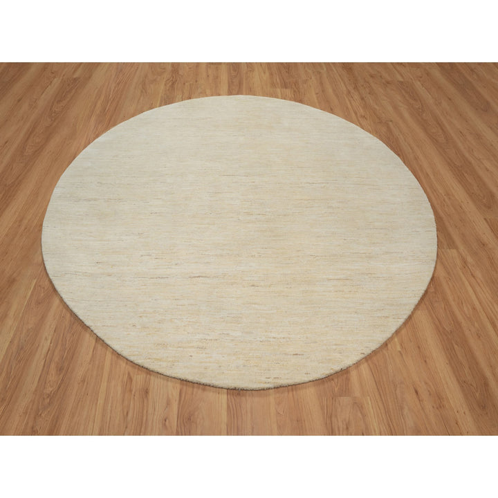 7'9" x 7'9" New Hand Knotted Ivory Wool Round Oriental Rug - MOA10291308
