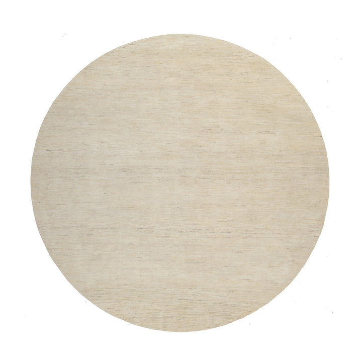 9'0" x 9'0" New Hand Knotted Ivory Wool Round Oriental Rug - MOA10291310