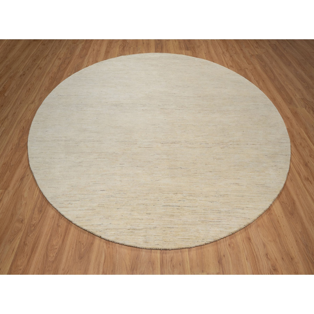9'0" x 9'0" New Hand Knotted Ivory Wool Round Oriental Rug - MOA10291310