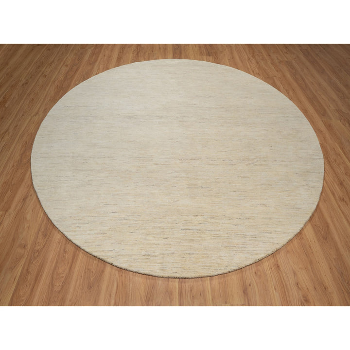 9'0" x 9'0" New Hand Knotted Ivory Wool Round Oriental Rug - MOA10291310