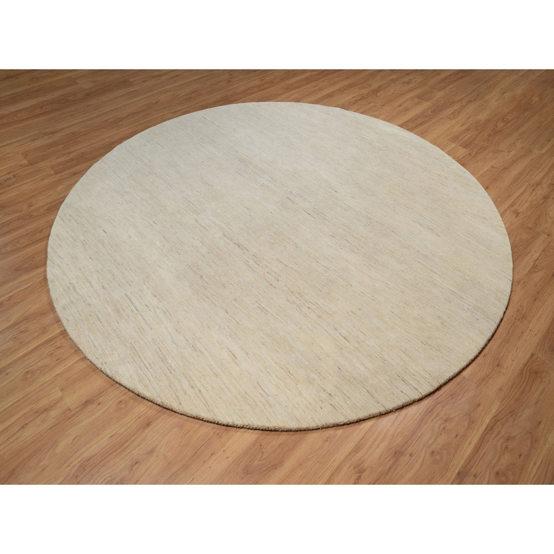 9'0" x 9'0" New Hand Knotted Ivory Wool Round Oriental Rug - MOA10291310