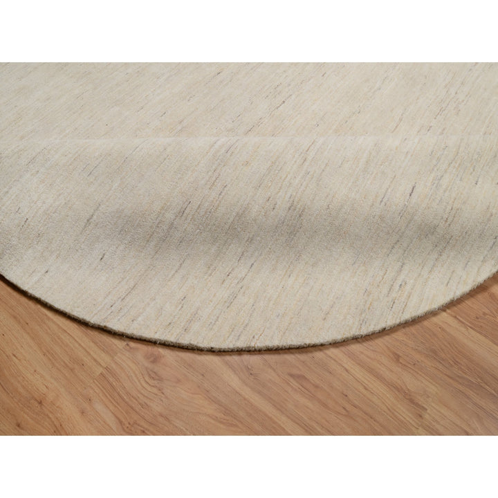 9'0" x 9'0" New Hand Knotted Ivory Wool Round Oriental Rug - MOA10291310