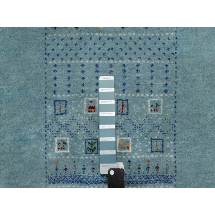 2'11" x 5'6" New Hand Knotted Blue Wool Rectangle Oriental Rug - MOA10291311