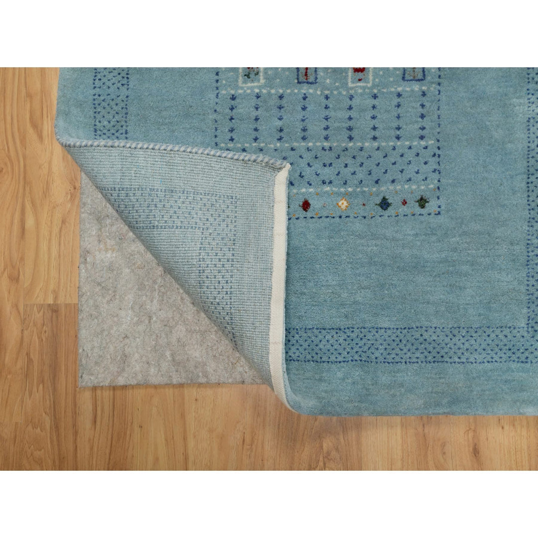 2'11" x 5'4" New Hand Knotted Blue Wool Rectangle Oriental Rug - MOA10291312